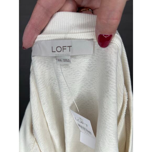 Loft Ivory quilted knit long sleeve sweater Size XXL NWT - Picture 4 of 6